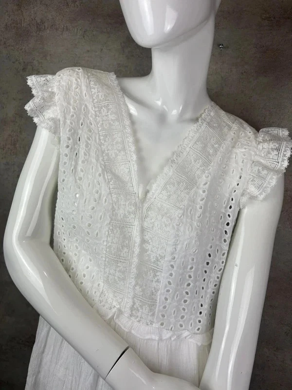 🌸 White bohemian-style midi dress Size 38/40 🌸 – photo 2